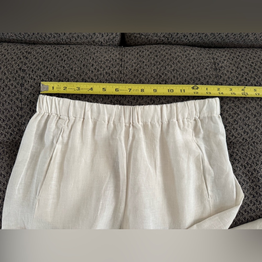Velvet by Graham & Spencer Lola Linen Pant in Chalk White Small Relaxed Fit Crop - Picture 13 of 16